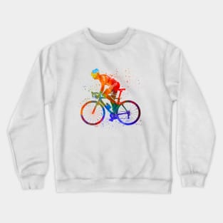 Woman triathlon  cycling in watercolor Crewneck Sweatshirt